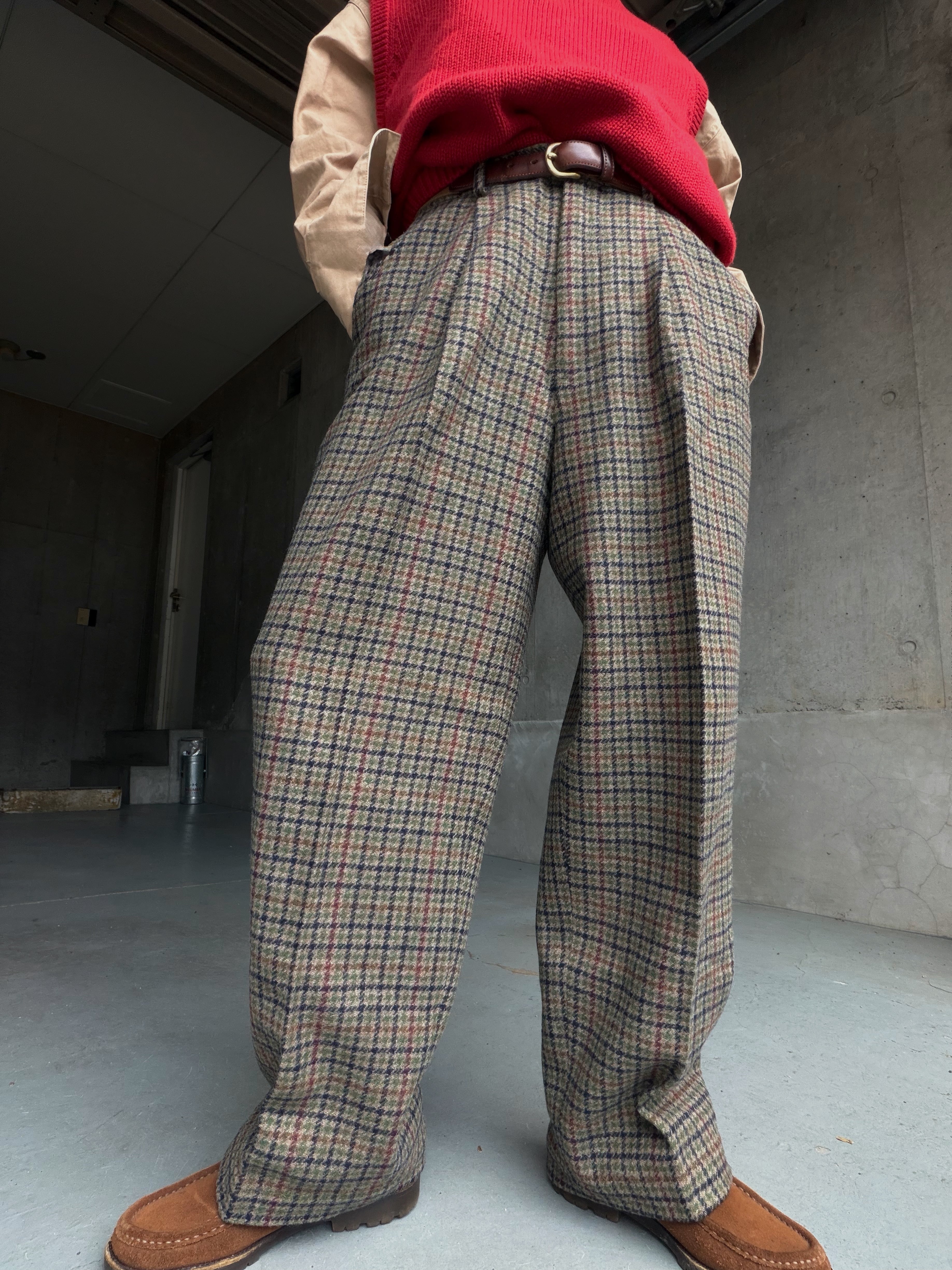 (PT955)90’s old Eddie Bauer checked wool slacks