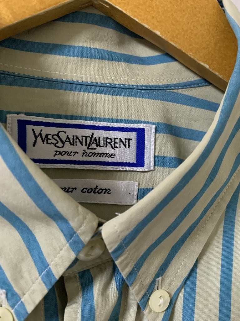1980~90's Embroidery Design Stripe Shirt "YVES SAINT LAURENT"