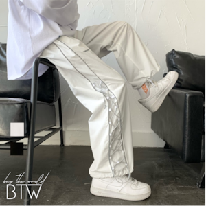 【韓国メンズファッション】 BW805 ユニセックス サイドコードスポーティパンツ ドローストリングデザイン カジュアル