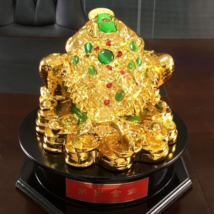 KA40B 王様　王冠　ラッキー✼お金が☾ カエル☘蛙⚡ワッペン❦ 幸運を呼ぶ✪ 蛙 カエル 金 ゴールド 黄金 置物 オブジェ 高級感 財運 金運 開運