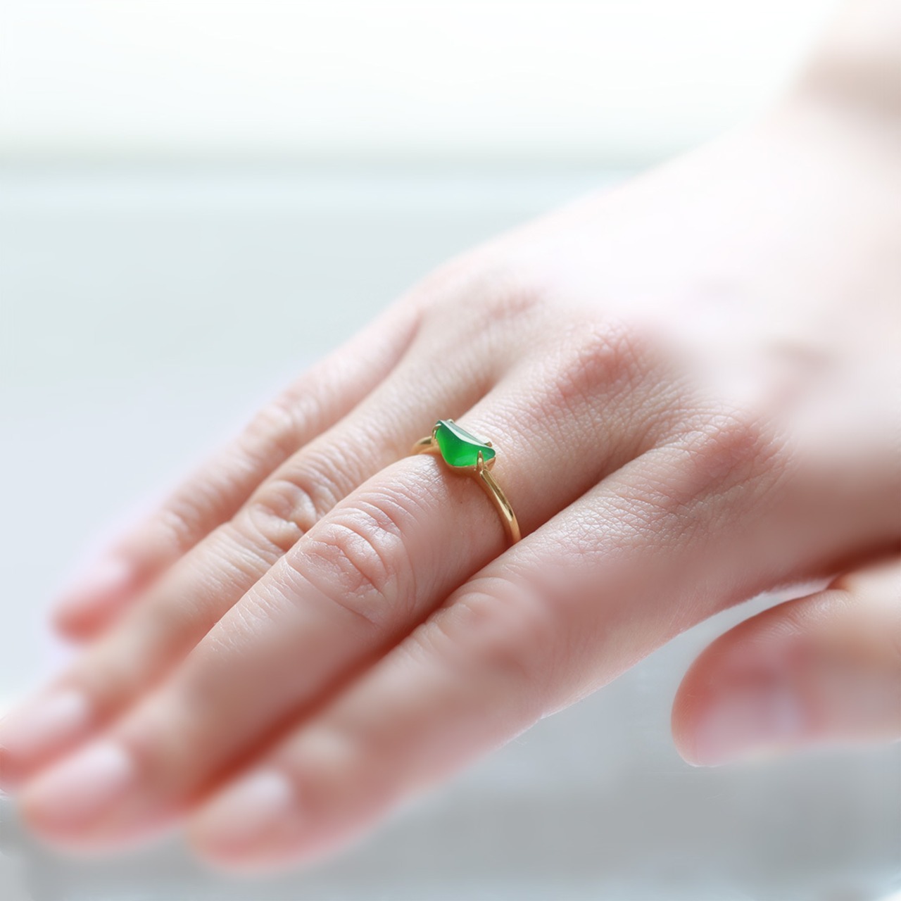 フォレストグリーン翡翠 K10YG forest green jadeite ring A貨翡翠 jd_rg1862