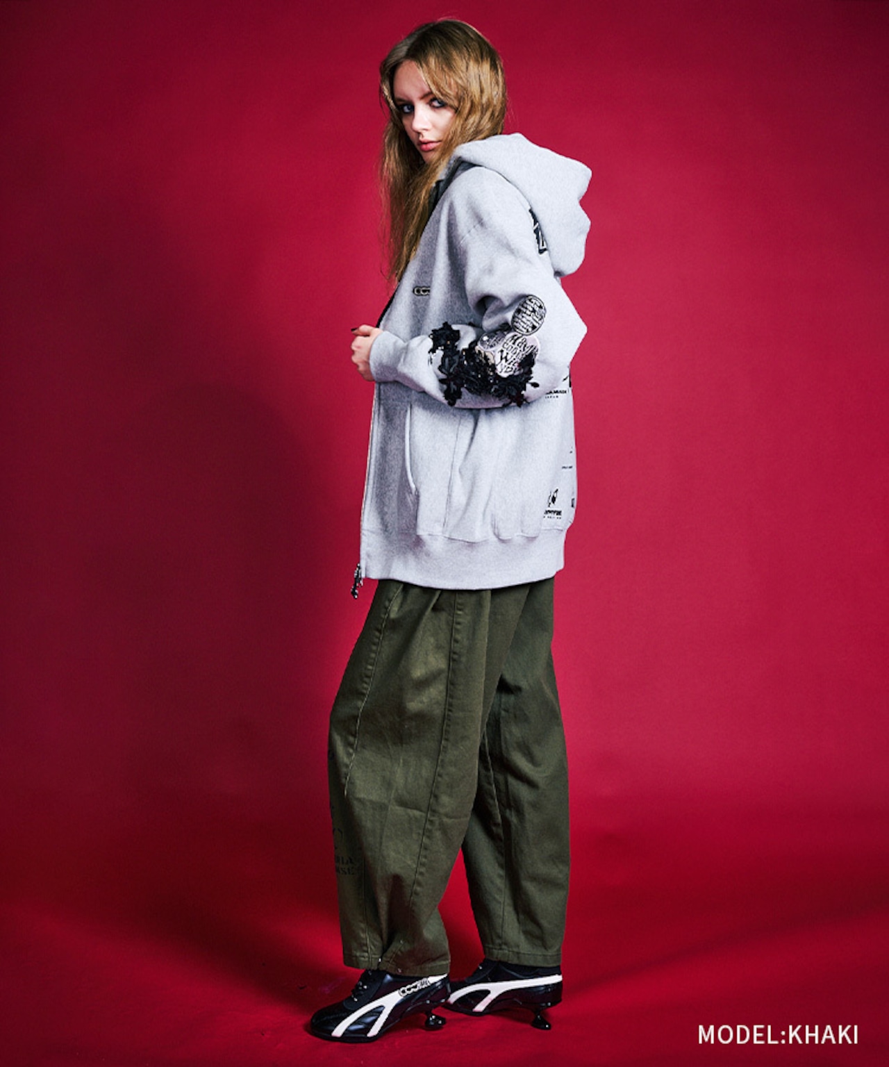 COOLA BASEコットンワイドスナップパンツ (KHAKI) CQ-47089