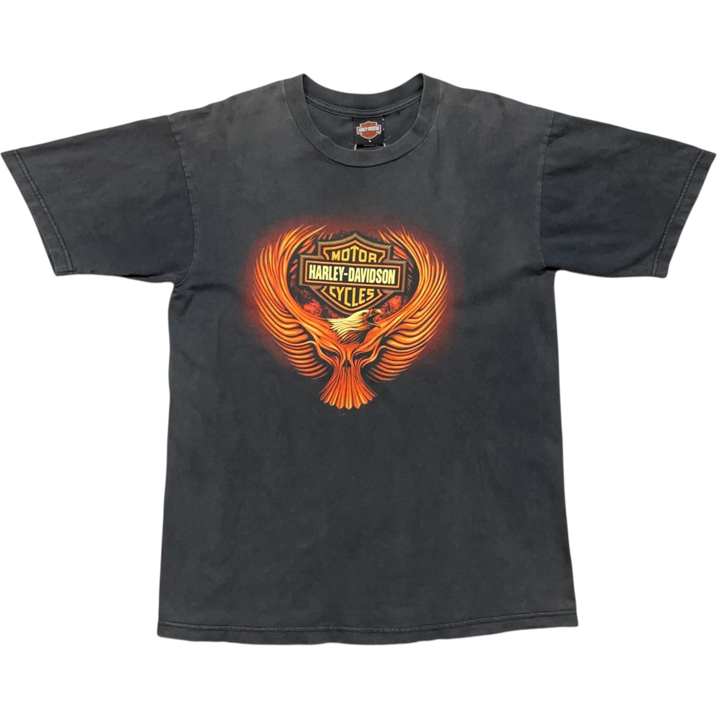 《L》 Harley-Davidson ハーレーダビッドソン Tシャツ イーグル プリント フェード ブラック no.8430