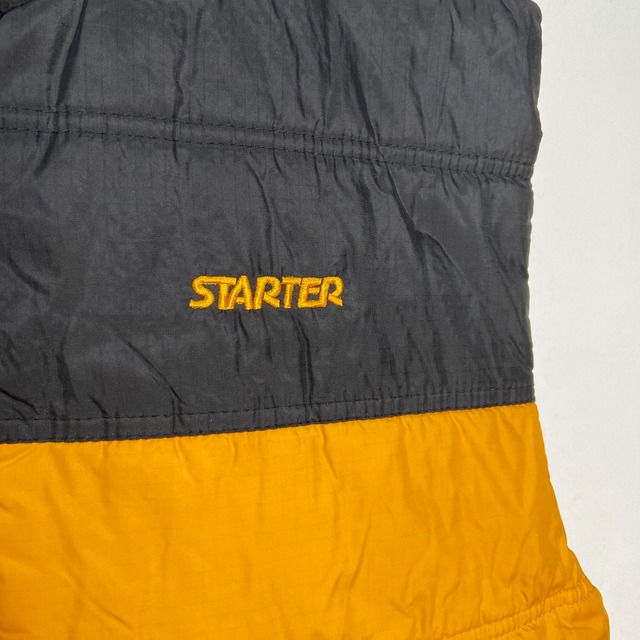 90s STARTER リバーシブル中綿ダウンベスト イエロー ブラック L