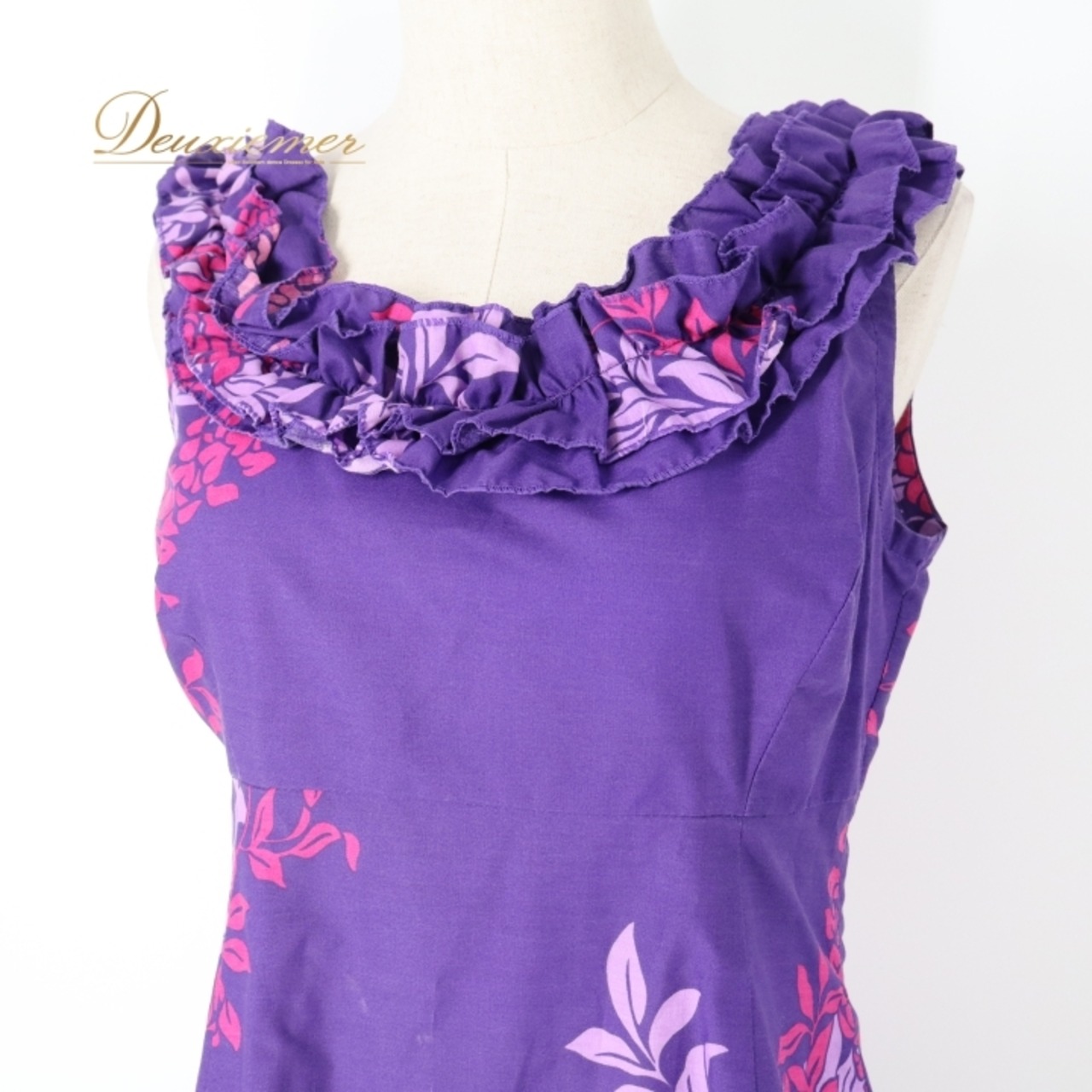 フラダンス 衣装 ワンピース ドレス パープル系 ハワイアンプリント アロハ フラ ダンス レッスン 練習 ノースリーブ フレアスカート フリル 華やか 鮮やか かわいい おしゃれ 上品 大人っぽい ピンク系 紫 ピンク 花柄 植物柄 フラダンス衣装 ハワイアン ドレス パーティー 夏祭り 大人用 レディース お出かけ 発表会 着心地 リゾートエレガント 刺繍 おしゃれ着 柄物 ビビッドカラー