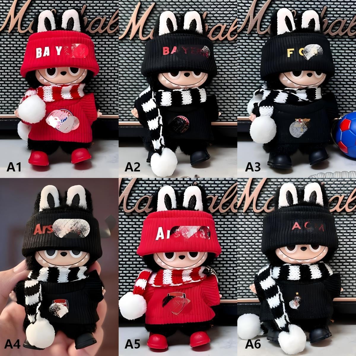 LABUBU 1-3代用 サッカー トップス+パンツ+帽子+靴+ボールチャーム