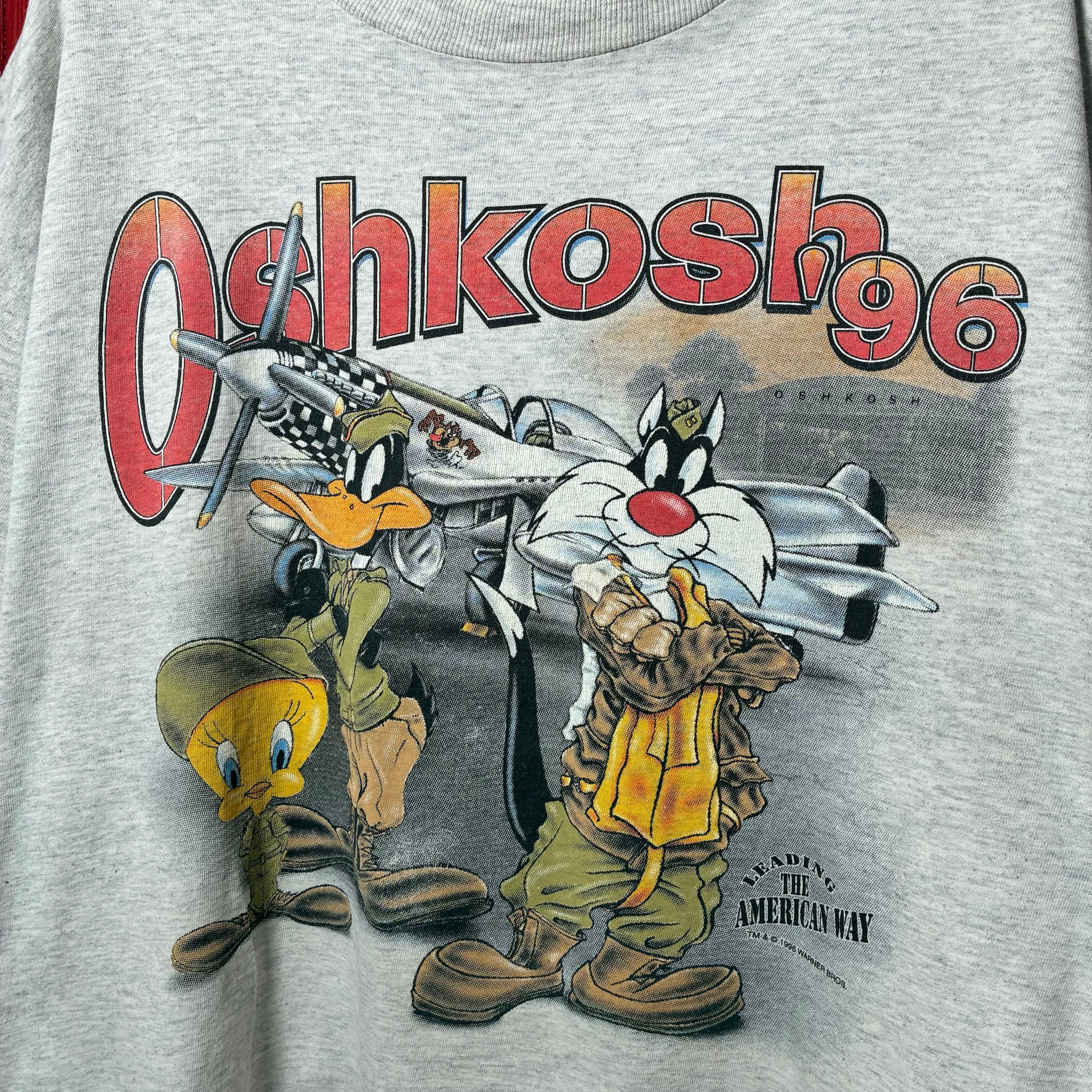 90s USA製LOONEY TUNES キャラクターTシャツ グレー ルーニー