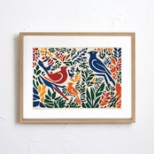 paradise｜切り絵風ボタニカル×カラフルな鳥の北欧アートポスター｜お部屋を優しく明るく彩るデザイン｜ A4ポスター