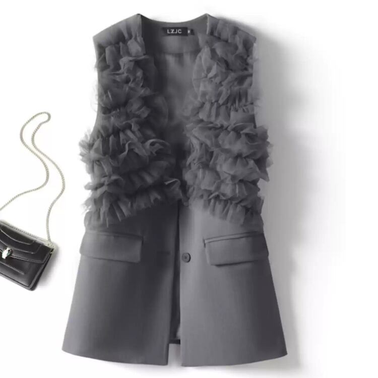 Lace ruffle suit vest 00166