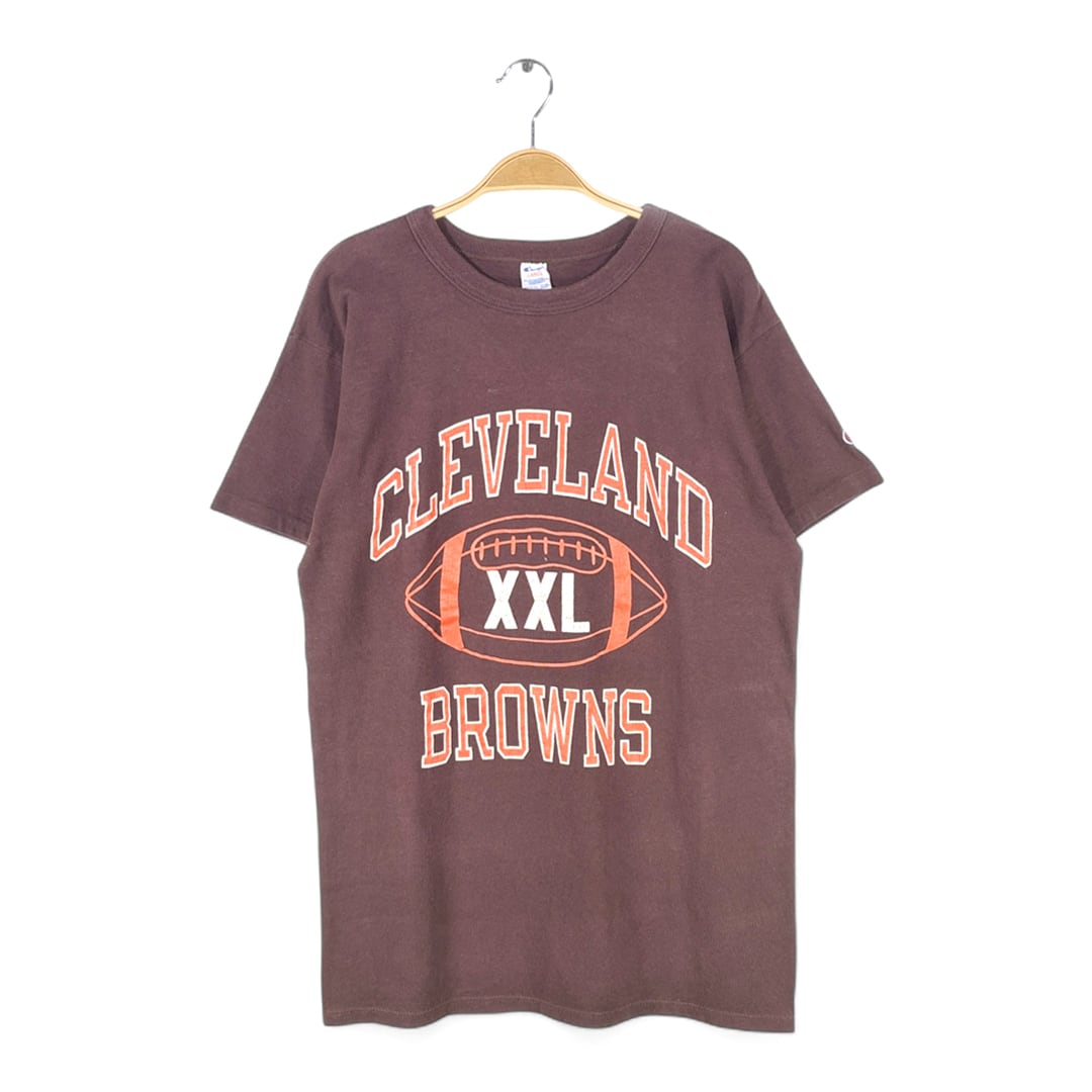 80s チャンピオン USA製 ヴィンテージTシャツ トリコタグ NFL クリーブランドブラウンズ アメフト CLEVELAND BROWNS CHAMPION ヘビーコットン メンズL 古着 @BD0057
