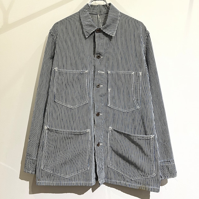 40s WWⅡ Hickory Coverall Laurel Button 40年代 ヒッコリーカバーオール 大戦モデル 月桂樹ボタン 4つポケ