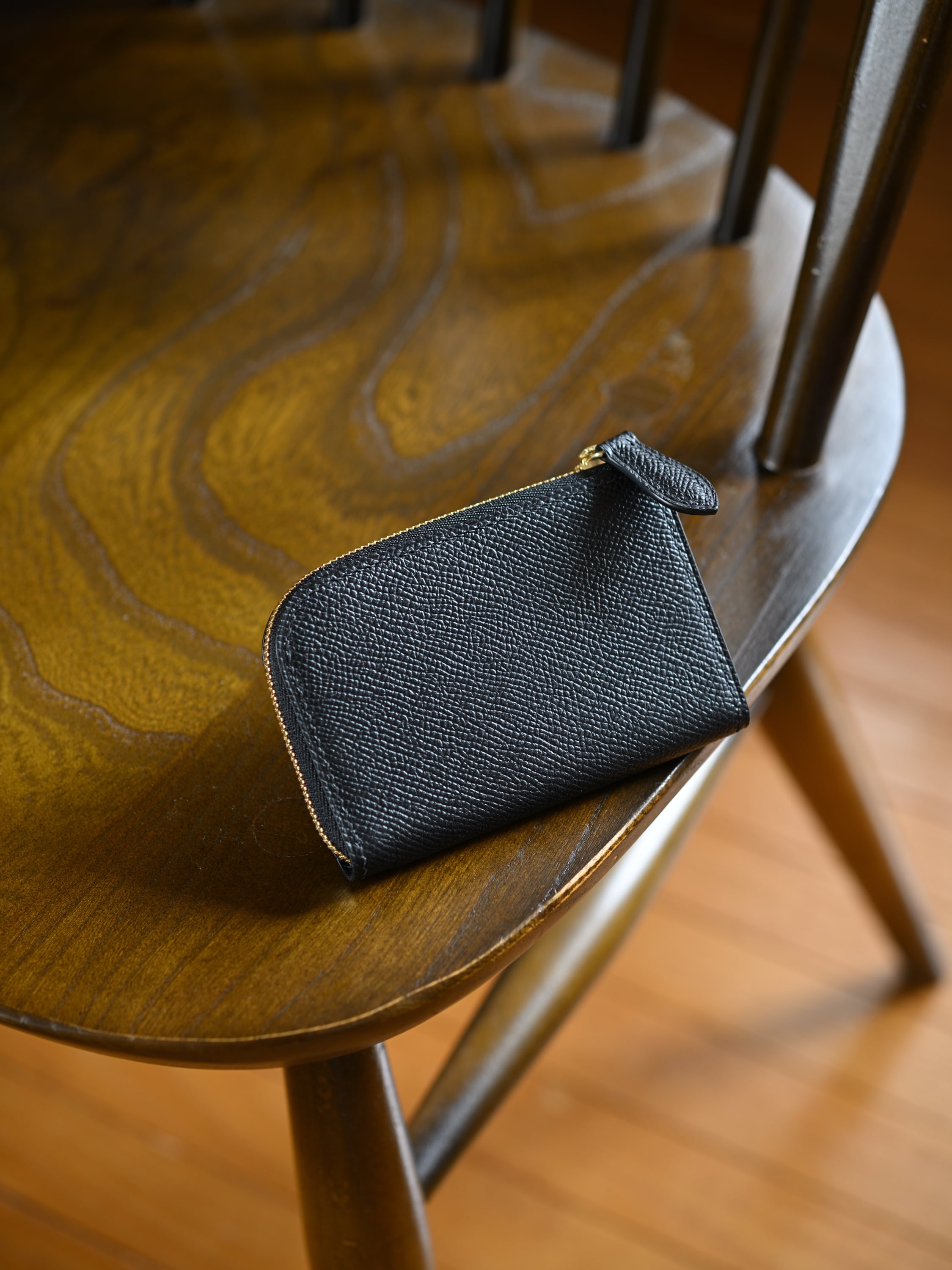 L fastener mini Wallet / Veau Epsom Noir
