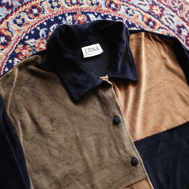 switching panel pattern l/s velour shirt