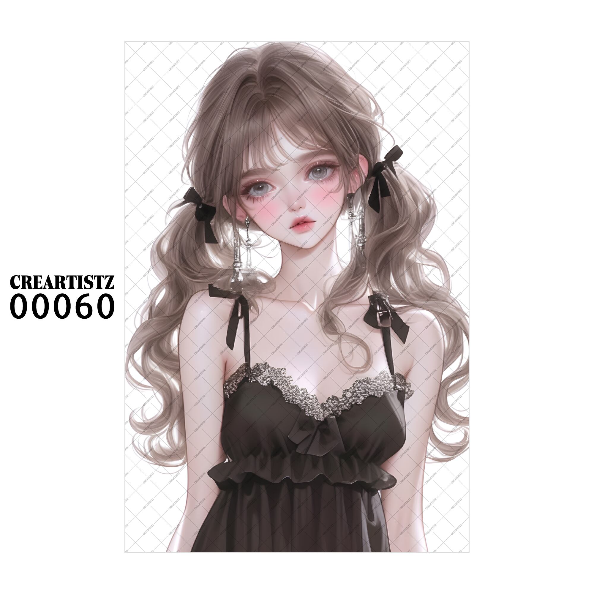 00060 ガール キュート オリジナル ペーパー/ステッカー 4枚セット CREARTISTZ