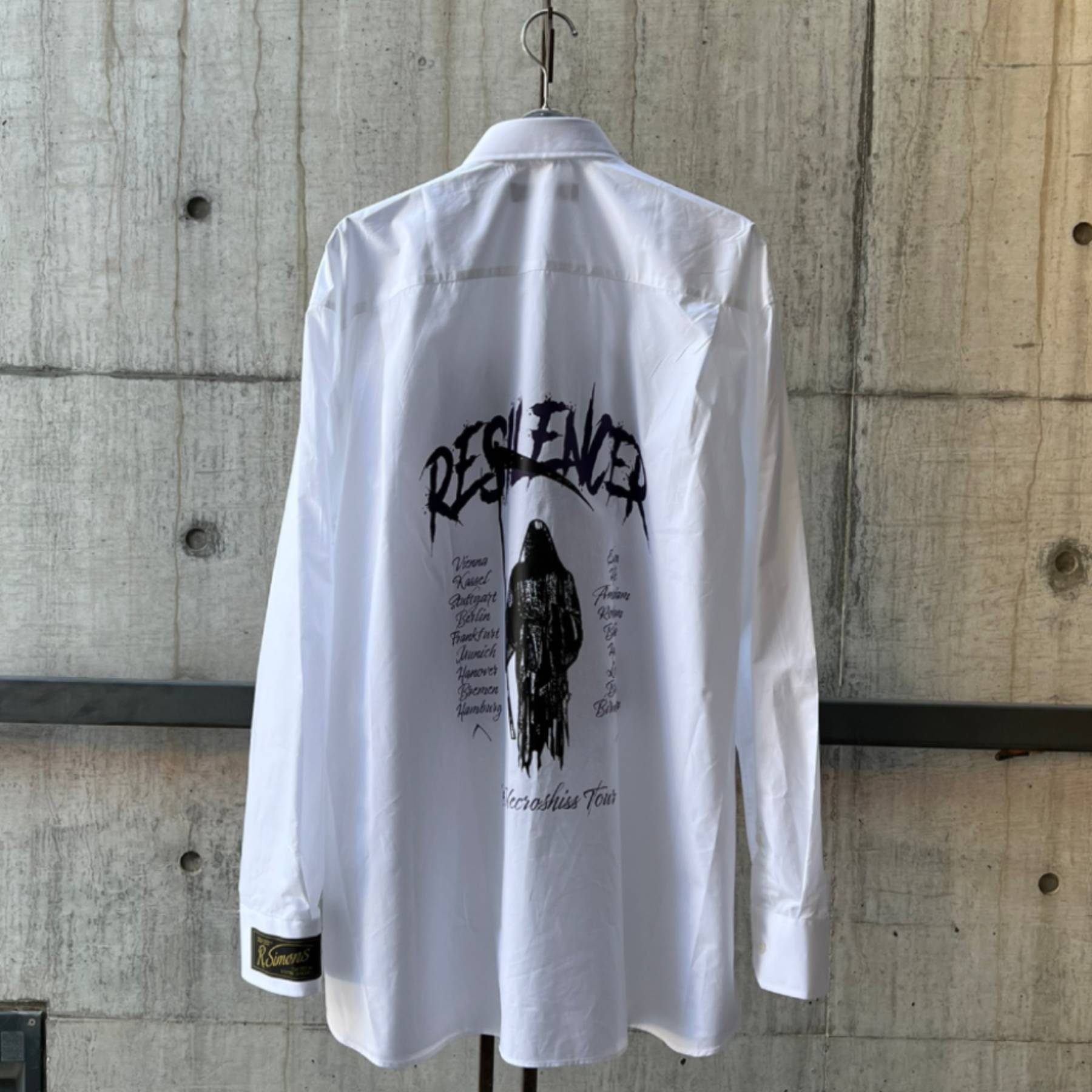 RAF SIMONS Big fit shirt with printed Resilencer WHITE | AYIN