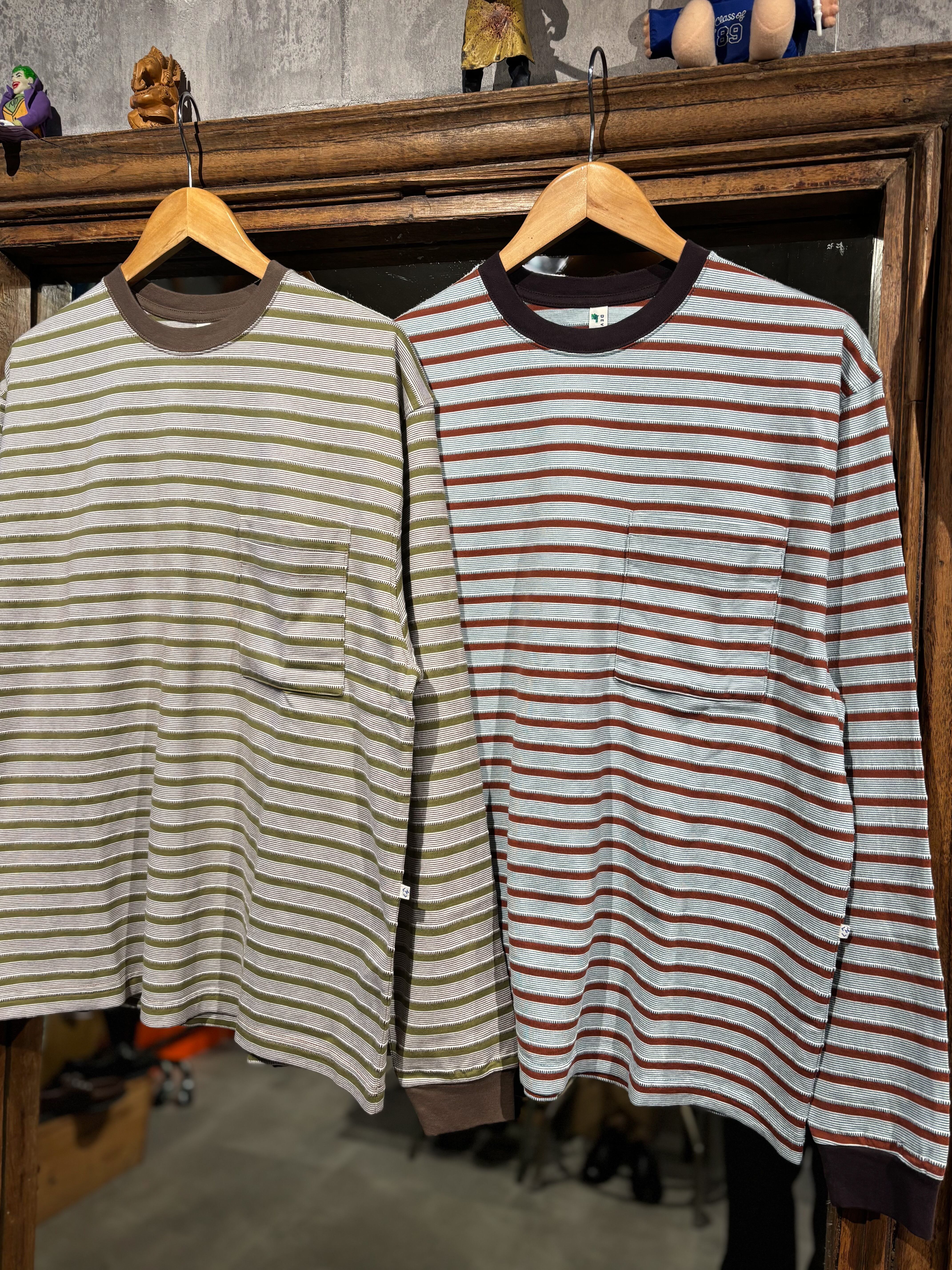 NOROLL UNEVENNESS L/S TEE GREEN ORANGE / ノーロール Tシャツ