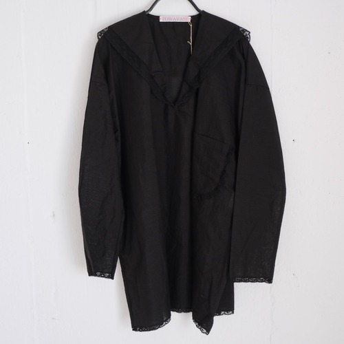 TOWAVASE(トワヴァーズ）Leavers blouse コットンリネン セーラーカラーブラウス/ black