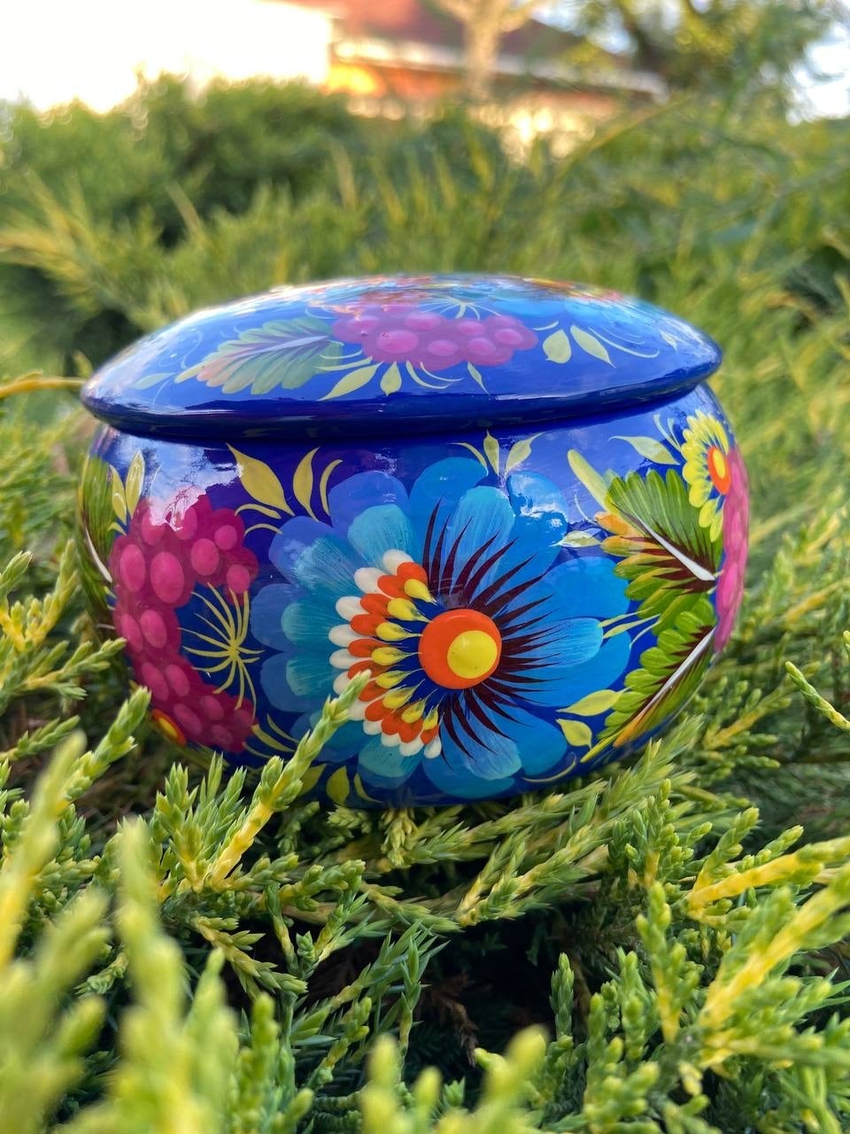 Petrykivka ペトリキフカ　手描き装飾小物入れ　ジュエリーボックス ペトリキウカ塗り 木製ジュエリーボックス（ティモシェンコ作