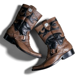 Vintage belted design western boots "made in Brazil"
