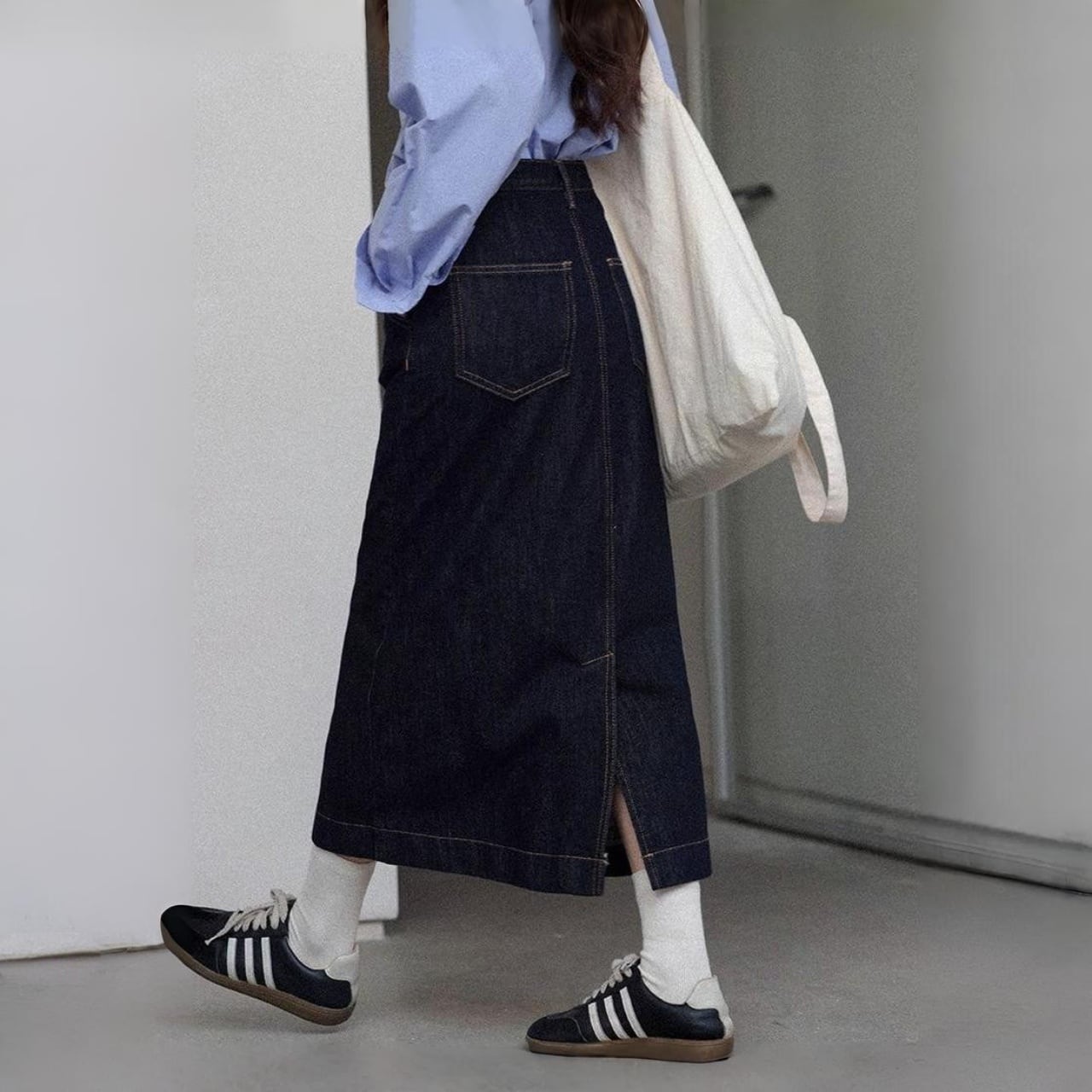 ステッチアクセントAラインデニムスカート A02061