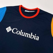 Columbia コロンビア ロゴプリント 襟袖切替 デザイン 半袖Tシャツ カットソー サイズ M /アウトドア