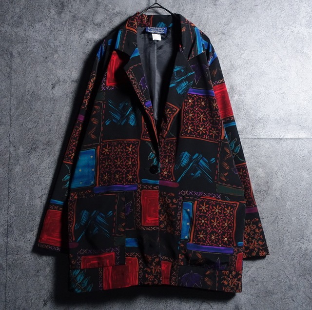 Multicolor Artistic Pattern Design Easy Tailored Jacket