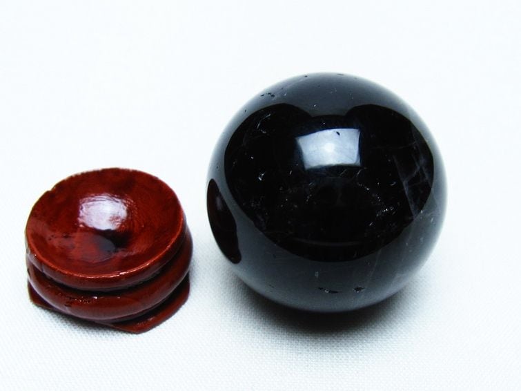 黒水晶 丸玉 34mm モリオン スフィア 置物 一点物 141-8149 | 天然石