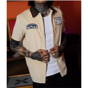 【DRIP5532】TGF Contrast Collar Name Tag Corduroy Shirt