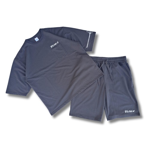 サウナボーイ ロッカーキー 半袖スウェットセットアップ (sumikuro)