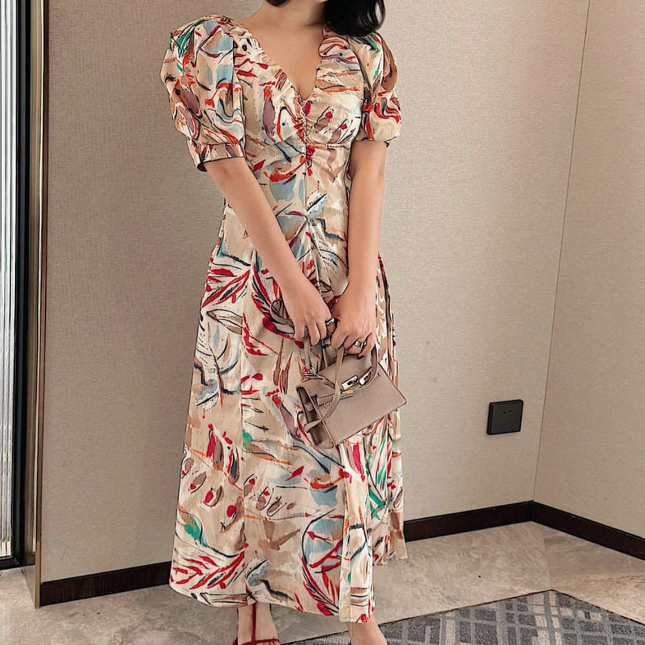 Artistic puff-sleeve dress S1940