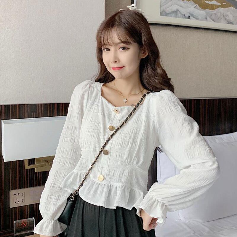 カラーホワイトシャツ レディーススプリングルーズスタイル ロング 大人ガーリー スウィート キュート カジュアル 春物 スクウェア 萌量不足90485502042