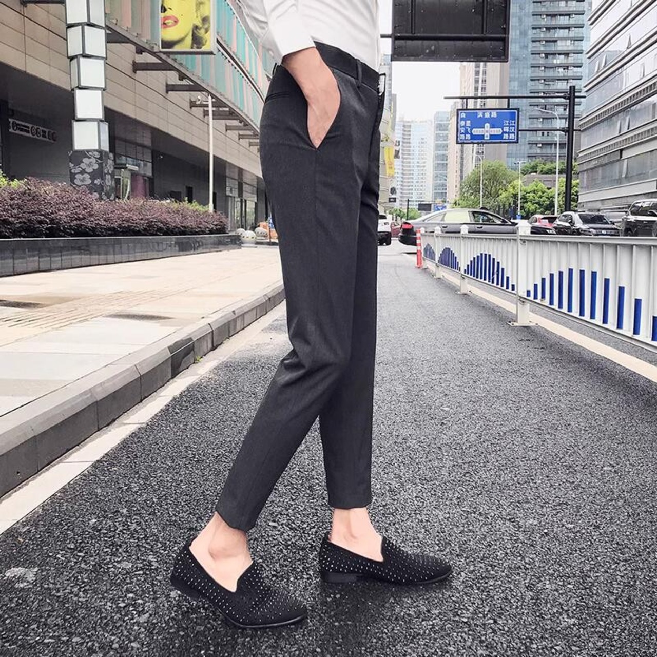 high waist suit pants 00076