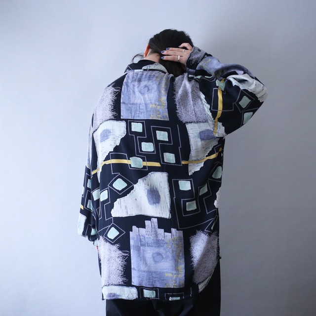 dark art full pattern over silhouette rayon shirt