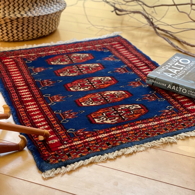 ヴィンテージラグ｜スモール  vintage rug small * ロイヤルブルーボハラ royal blue Bukhara 49×67 [sra030]