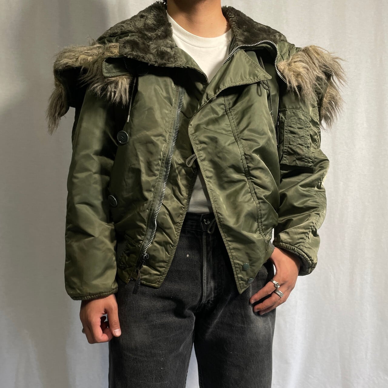 90年代 USA製 ALPHA アルファ N-2B フライトジャケット 民間品 メンズL  