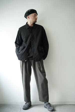 Washable Wool Gaba / Tuck Slacks_2 (DUST)