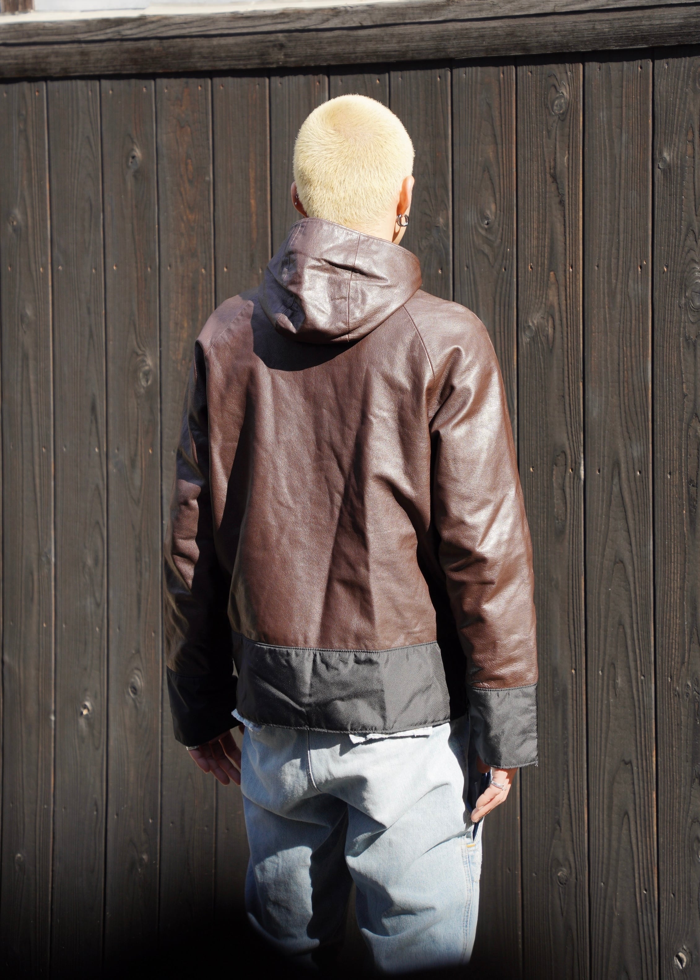 MIU MIU 99AW bi-color hooded leather blouson | CETTEN