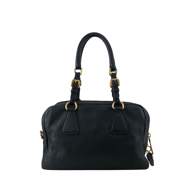 PRADA プラダ ハンドバッグ ブラック ロゴ レザー vintage ヴィンテージ オールド nn2dx6