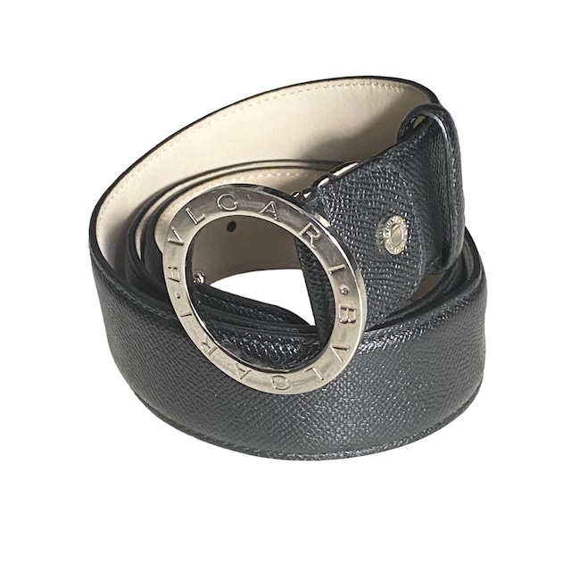 BVLGARI black leather belt “BVLGARI BVLGARI”