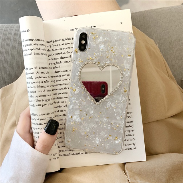 ゴールドフォイルハートミラーiPhoneケース