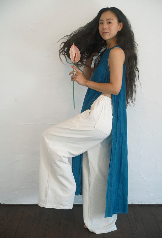 Indigo Dyed Linen Top