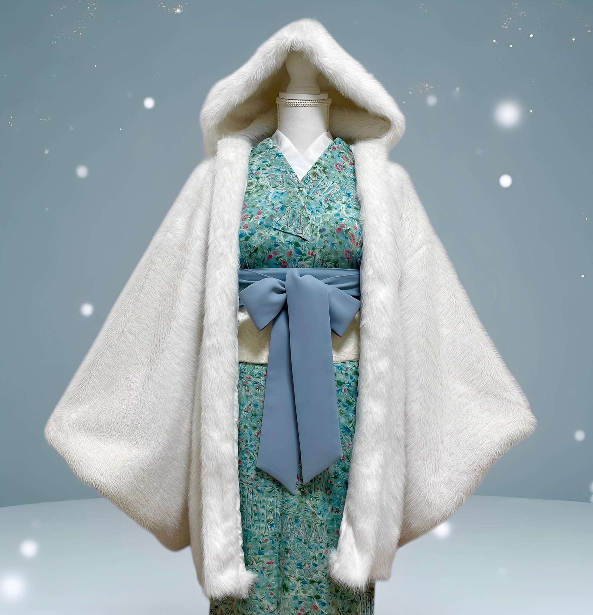 フェイクファーフード羽織 ホワイト | MISAMARU