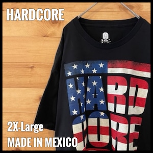 【HARDCORE】星条旗 プリント ロゴ Tシャツ XXL ビッグサイズ オーバサイズ 大きいサイズ  ハードコア US古着 アメリカ古着