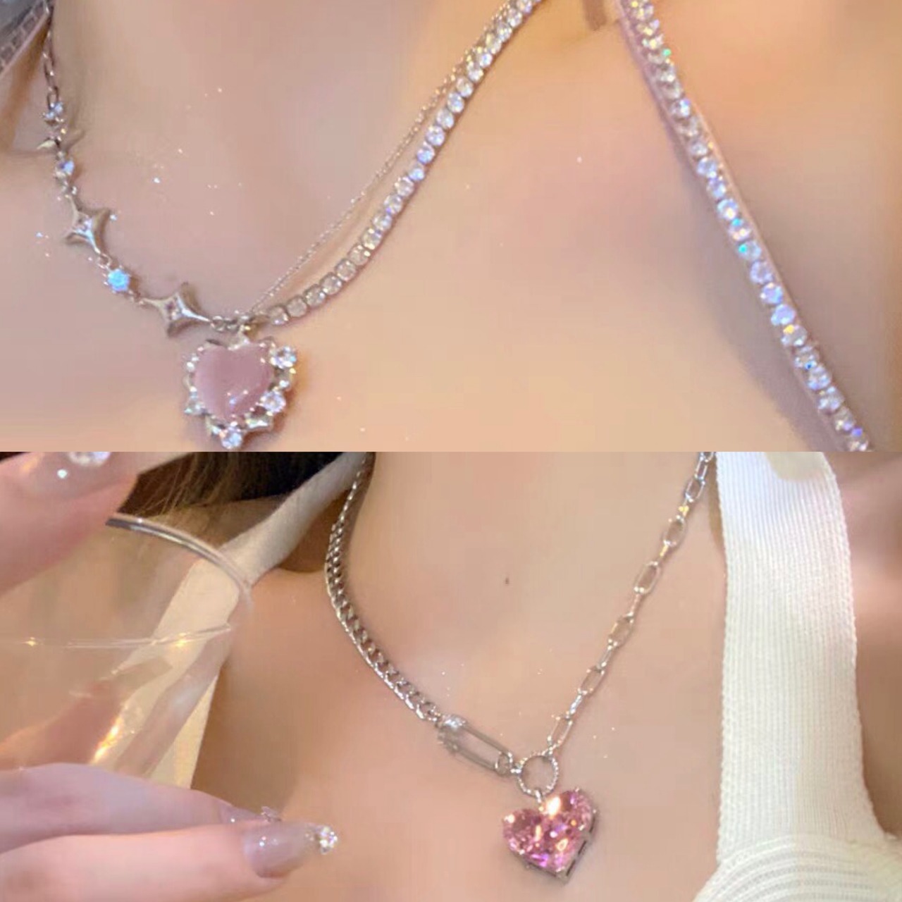 ネックレス ピンク ピアス フラワー 花 ピンク ゆらゆら ゆらゆら 