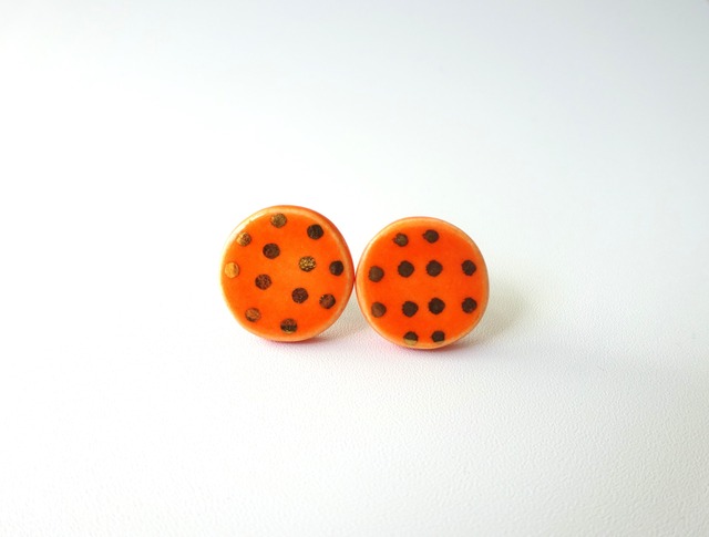 金彩dot round pierce／earring（オレンジ）