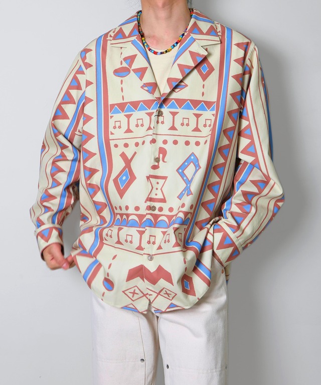 Lamrof / LM-26SS-SH02  NEO-AFRICAN TEXTILE SHIRT (BEIGE)