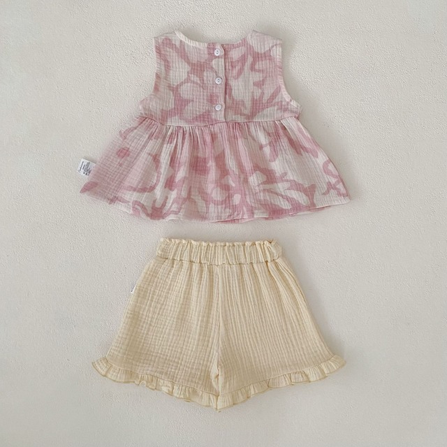 【セット】リボン花柄ノースリーブショートパンツセットアップ - 13