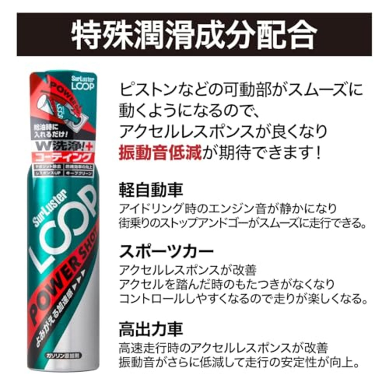 SurLuster(シュアラスター) ループ パワーショット 240ml×3本 ガソリン添加剤 ガソリン車 4サイクル PEA PIBA 特殊潤滑剤配合 洗浄系燃料添加剤 燃費改善 振動軽減 レスポンス回復 エンジン内洗浄効果 LP-16