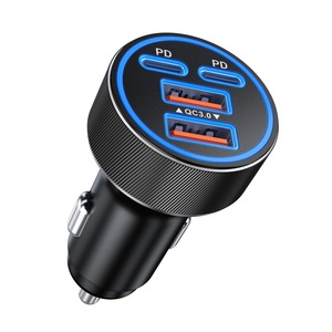 【在庫処分】PD45W 4ポート シガーソケット USB C & USBA カーチャージャー 車 充電器 車載充電器 軽量 コンパクトサイズ iPhone 17/iPhone16/ iPhone15/ iPhone14/Xperia/Galaxy/Android/iPadその他各種機器対応