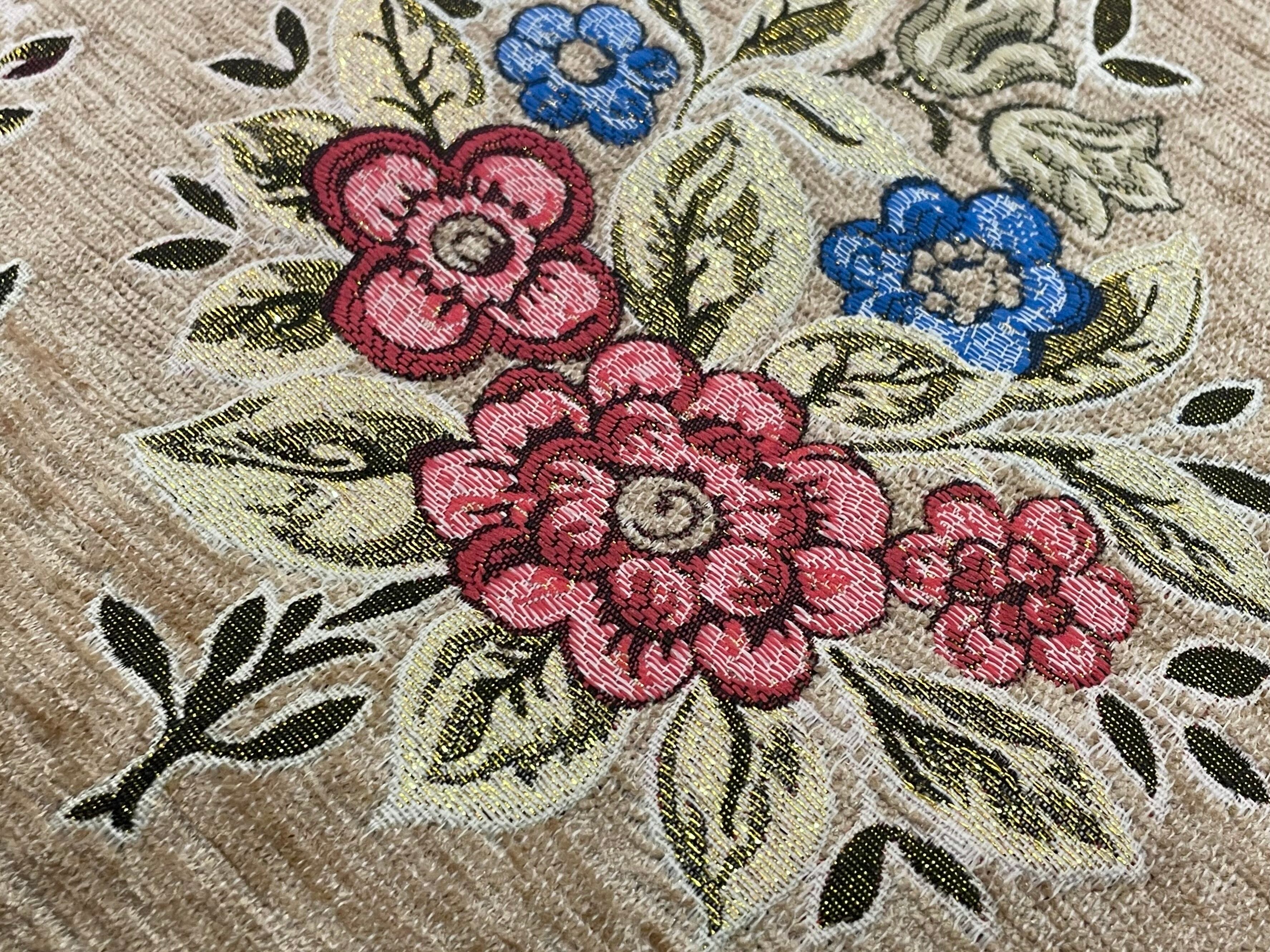 中東のシェニール生地 】アラベスク 花柄②ベージュ | zakurotokyo